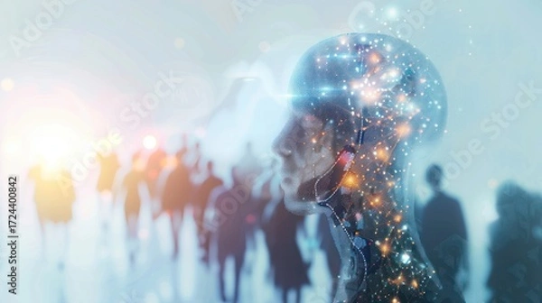 Obraz Digital networked human outline