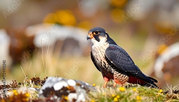 Fototapeta Falcon perched on rocks