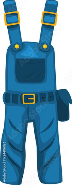 Obraz Blue wearpack illustration,  representing various professions such as a repairman, mechanic, or electrician