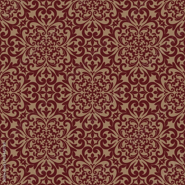 Fototapeta Vector damask seamless pattern with Ornamental Motifs. Vector design for Wallpaper, Fabric, Branding, Packaging, Invitations, Wedding, Home Decor Design