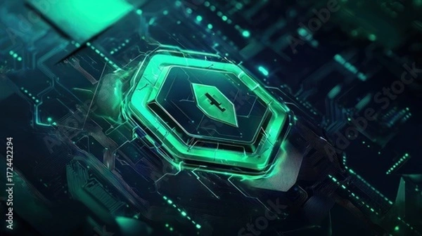 Obraz Abstract teal hexagon technology graphic