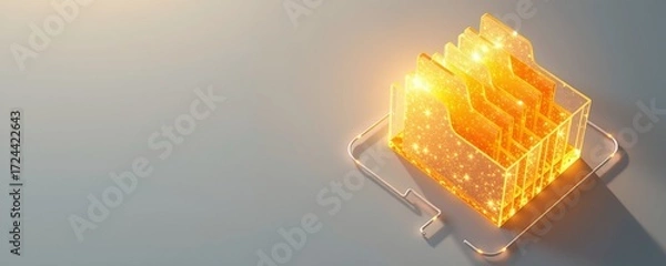 Fototapeta Radiant Digital Workspace with Crystal Folder System