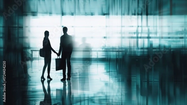 Obraz Business collaboration image teal background