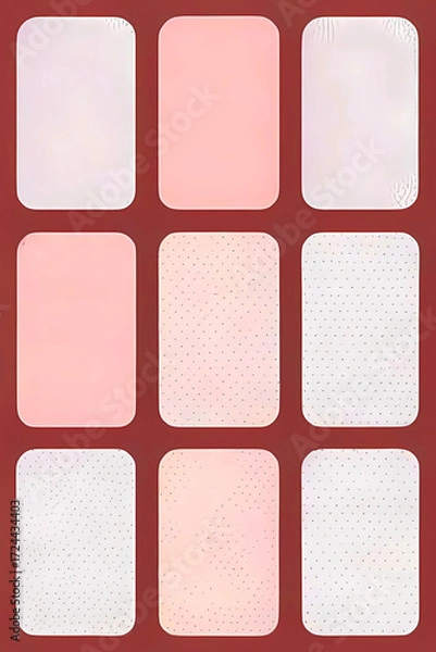 Obraz playing card / tarot card reverse side art, card back pattern or stationery / card design - red maroon pink crimson rectangle pattern with rounded corners and textures