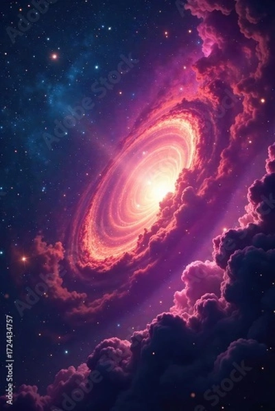 Fototapeta Breathtaking Cosmic Nebula Swirling Gas and Dust Clouds Illuminated by Distant Stars, Perfect for Science Fiction, Fantasy, and Space-Themed Designs