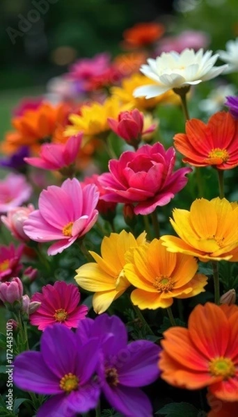 Fototapeta Vibrant assortment of colorful bedding plants bursting with blooms, ready for planting in garden beds or containers Perfect for spring and summer landscapes , flora, colorful, nursery