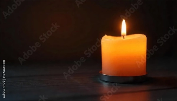 Obraz Soft Candlelight Illuminates Dark Room Peaceful Atmosphere for Relaxation, Meditation, and Spa