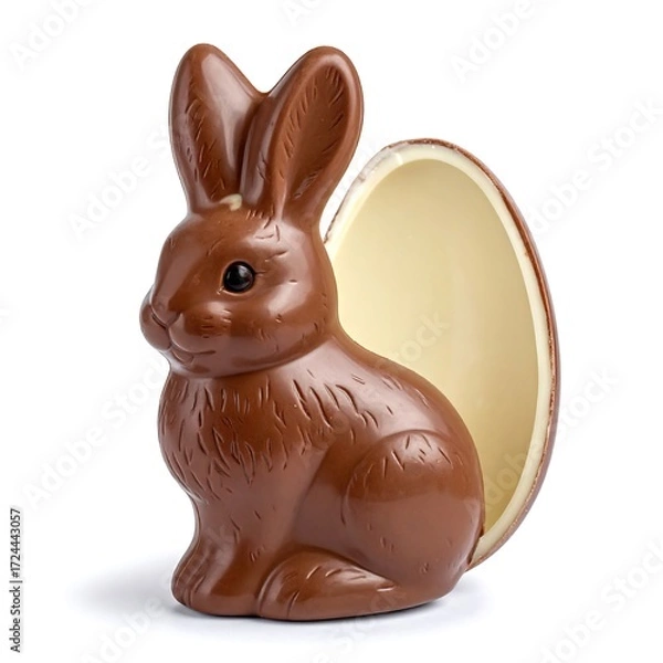 Obraz Chocolate Easter Bunny holding an open egg