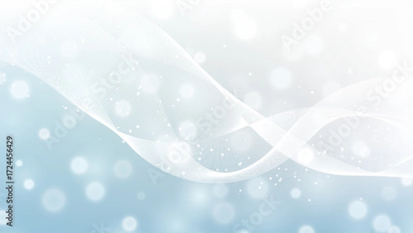 Fototapeta abstract background with flowing white lines glowing bokeh and soft blue gradient light texture minimal futuristic wallpaper design