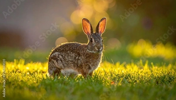 Fototapeta Rabbit in golden sunlight
