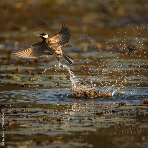 Obraz great crested grebe in flight