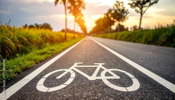 Obraz Bike lane at sunset