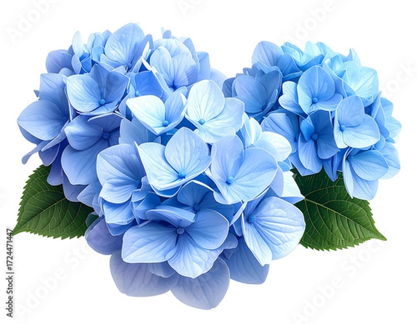 Fototapeta Light blue hydrangea blossoms cluster