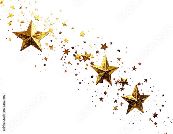 Fototapeta Gold stars cascade on a black background