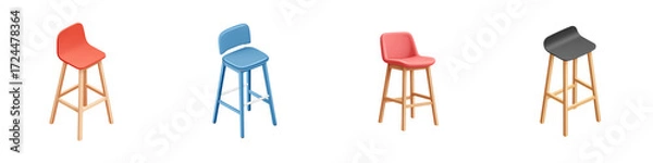 Obraz Modern Bar Stools Collection on White Background