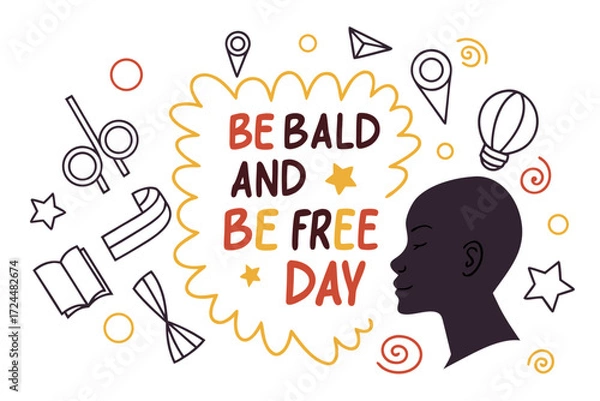 Fototapeta BE BALD AND BE FREE DAY vector illustration