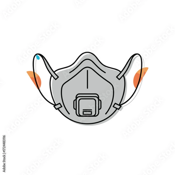 Fototapeta A protective respirator mask with a filter and adjustable straps for respiratory protection.