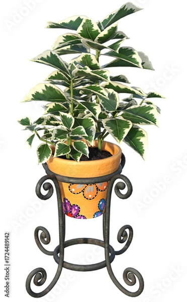 Fototapeta A simple potted plant on a transparent background.