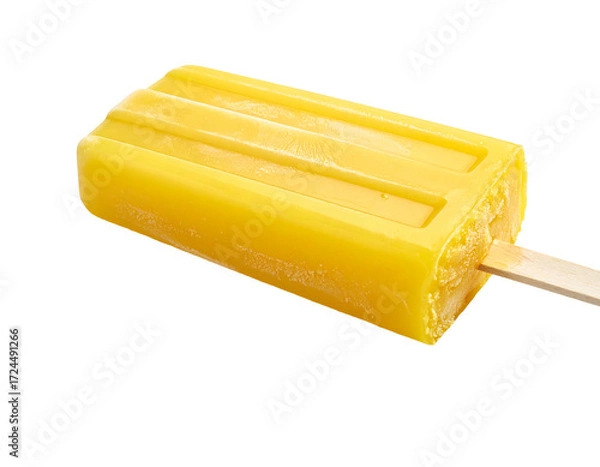 Fototapeta A bright yellow popsicle on a stick