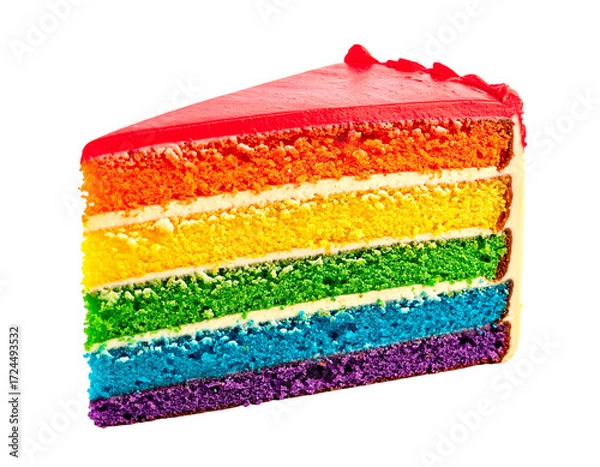 Fototapeta Colorful rainbow layer cake slice (2)