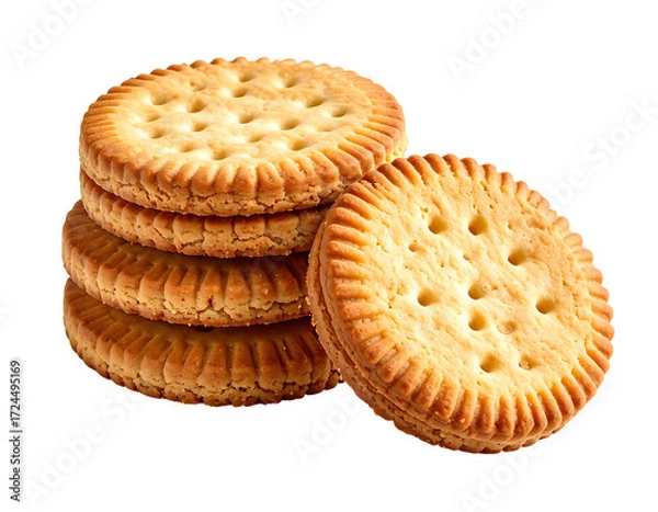 Fototapeta Stacked round cookies with a light filling