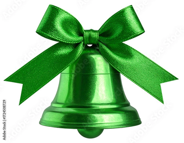 Fototapeta Shiny green bell with a bright green ribbon bow