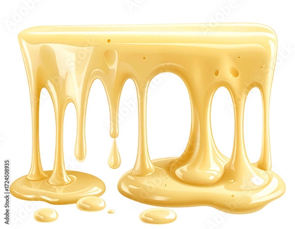 Fototapeta Dripping, golden-yellow liquid, resembling honey or melted cheese