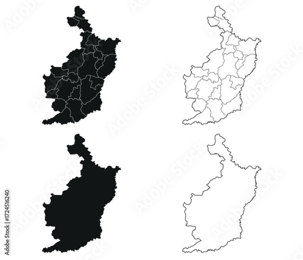 Fototapeta Buriram map is a province of Thailand, Graphic vector