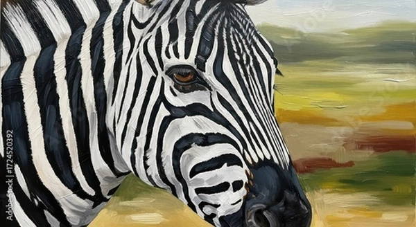 Fototapeta Detailed Zebra Portrait with Abstract Background