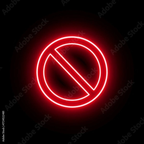 Obraz Neon red prohibition sign