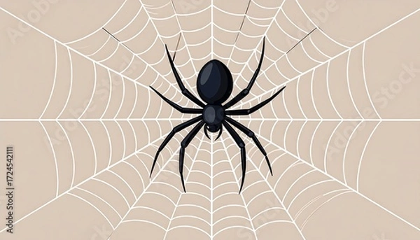 Obraz Spider on a web, cartoon style