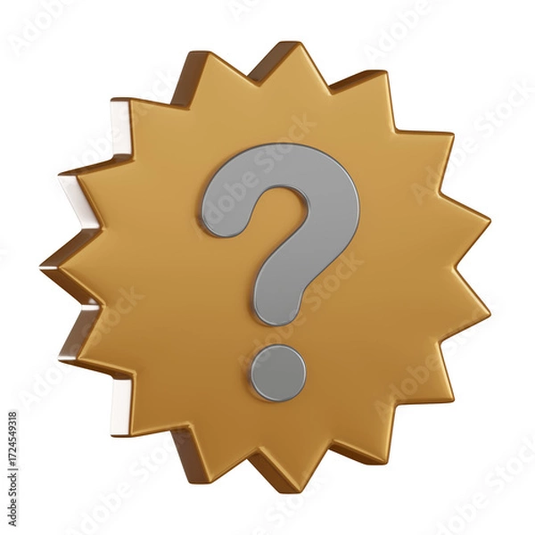Fototapeta Notification 3d icon badge with question mark, subtle shine