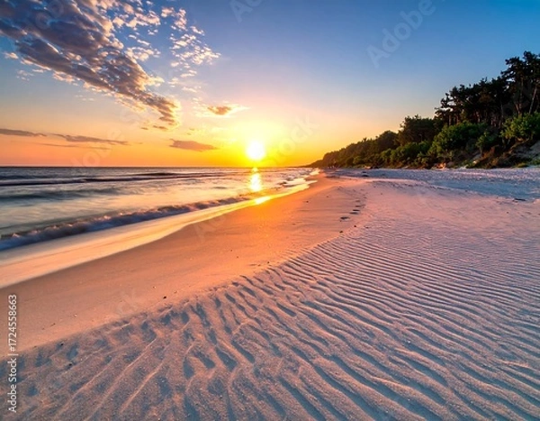 Fototapeta Sunrise over a pristine beach