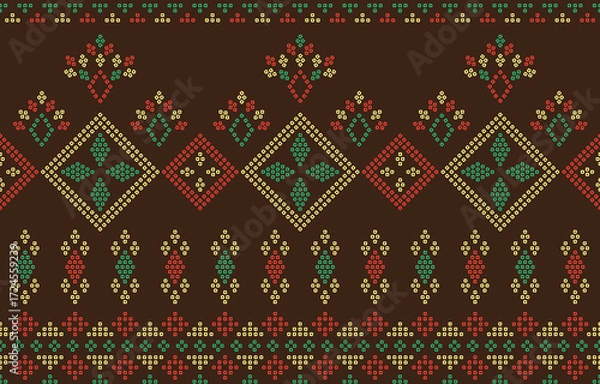 Fototapeta Ethnic Pattern. Ethnic India Bhandhani seamless pattern for embroidery, textile decoration and tile design.