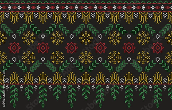 Fototapeta Ethnic Pattern. Ethnic India Bhandhani seamless pattern for embroidery, textile decoration and tile design.