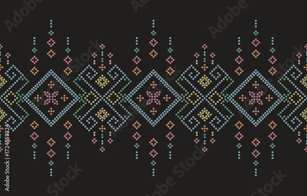 Fototapeta Ethnic Pattern. Ethnic India Bhandhani seamless pattern for embroidery, textile decoration and tile design.