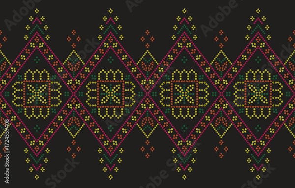 Fototapeta Ethnic Pattern. Ethnic India Bhandhani seamless pattern for embroidery, textile decoration and tile design.
