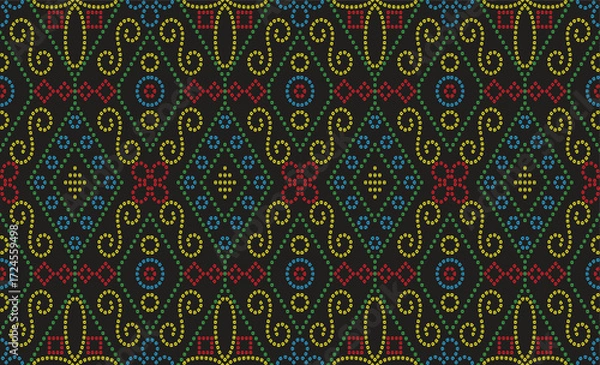 Fototapeta Ethnic Pattern. Ethnic India Bhandhani seamless pattern for embroidery, textile decoration and tile design.