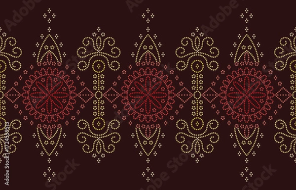 Fototapeta Ethnic Pattern. Ethnic India Bhandhani seamless pattern for embroidery, textile decoration and tile design.