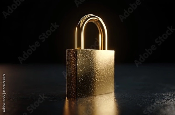 Obraz Golden padlock on dark surface (2)
