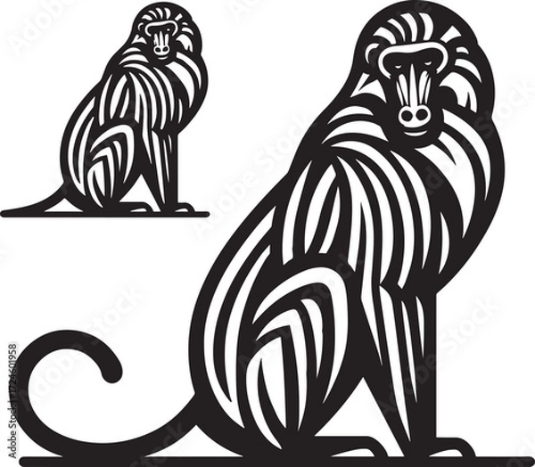 Fototapeta Monkey on white background, vector illustration, eps 10.