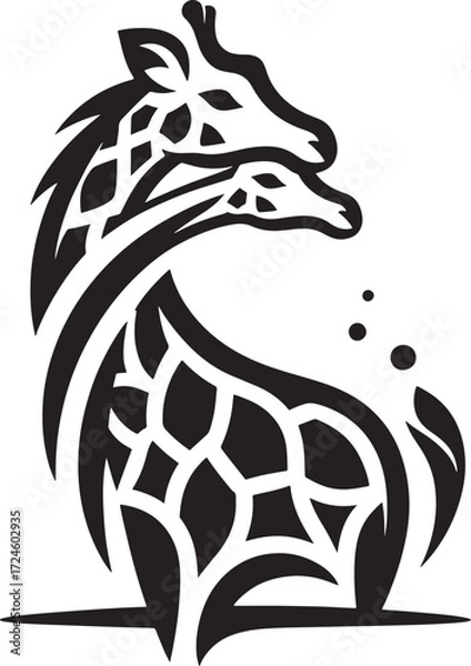 Fototapeta Illustration of a stylized head of a giraffe on a white background