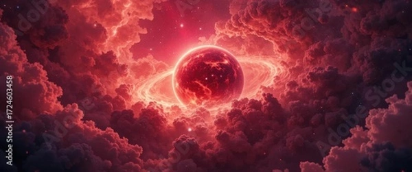 Obraz Whispers of the Universe  A Soft Focus, Dreamlike Portrayal of Planetary Harmony and Galactic Beauty