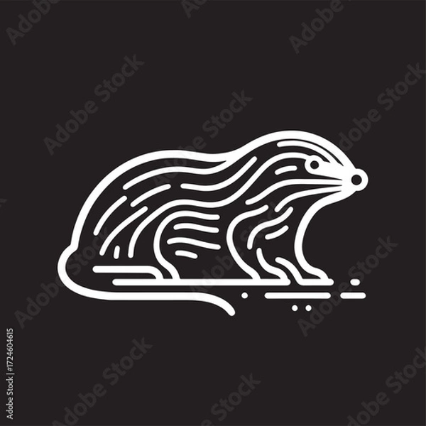 Fototapeta Illustration of a rat on a black background. Vector illustration