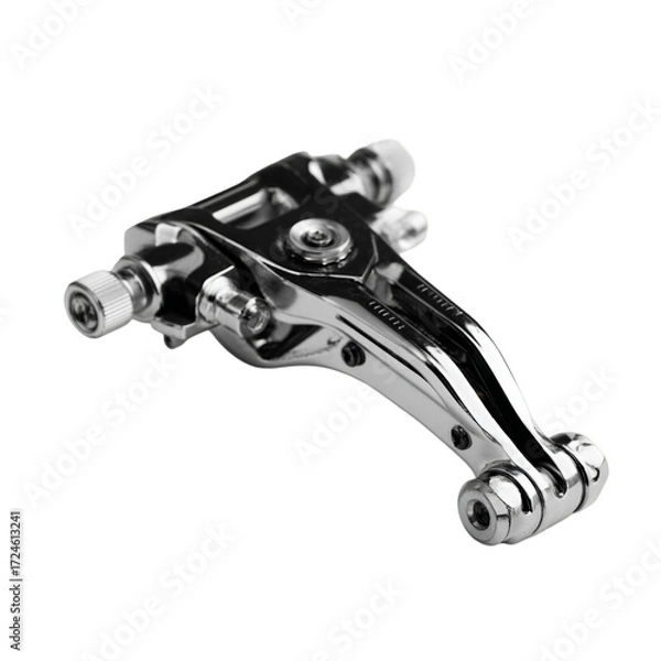 Fototapeta High-quality chrome bicycle brake component studio product photography minimalist close-up precision engineering