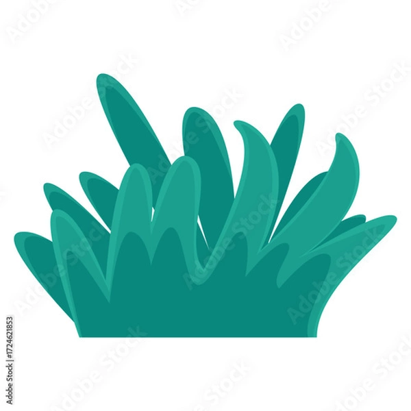 Fototapeta Vibrant green foliage with abstract shapes against a clean white background, ideal for nature themes