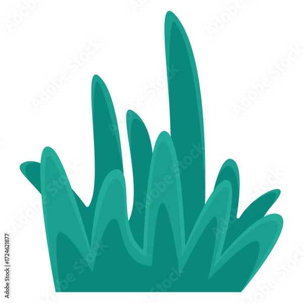 Fototapeta Vibrant green foliage with elongated leaves against a clean white background, ideal for nature themes