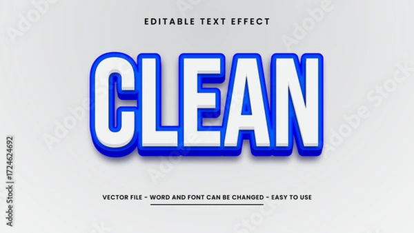 Fototapeta Editable text effect with blue 3D style