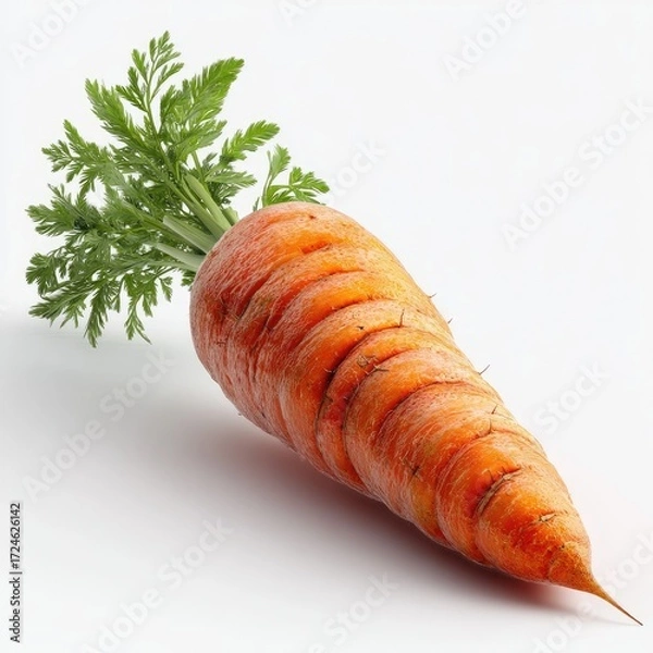 Fototapeta Single fresh carrot with leaves