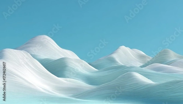 Fototapeta Pastel mountains against a clear sky.  Soft, flowing forms
